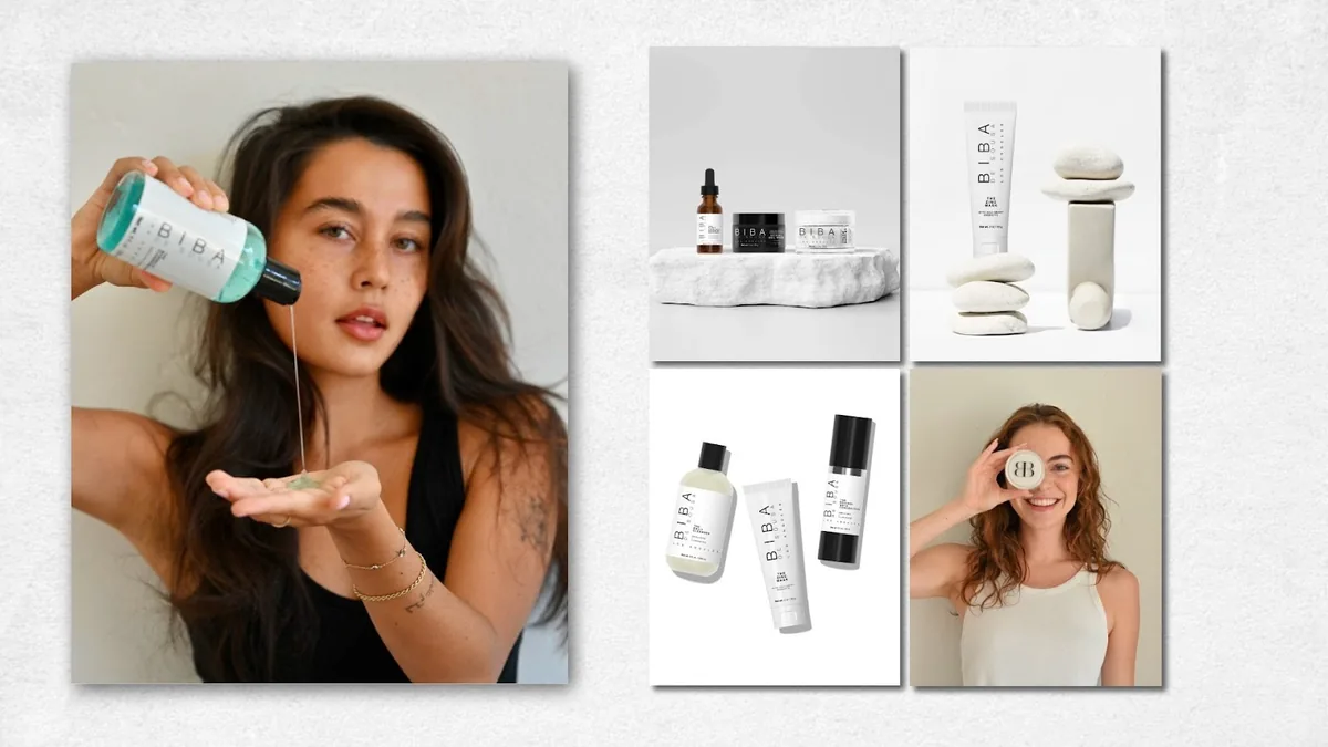 Instagram feed designed for Biba Los Angeles skincare products